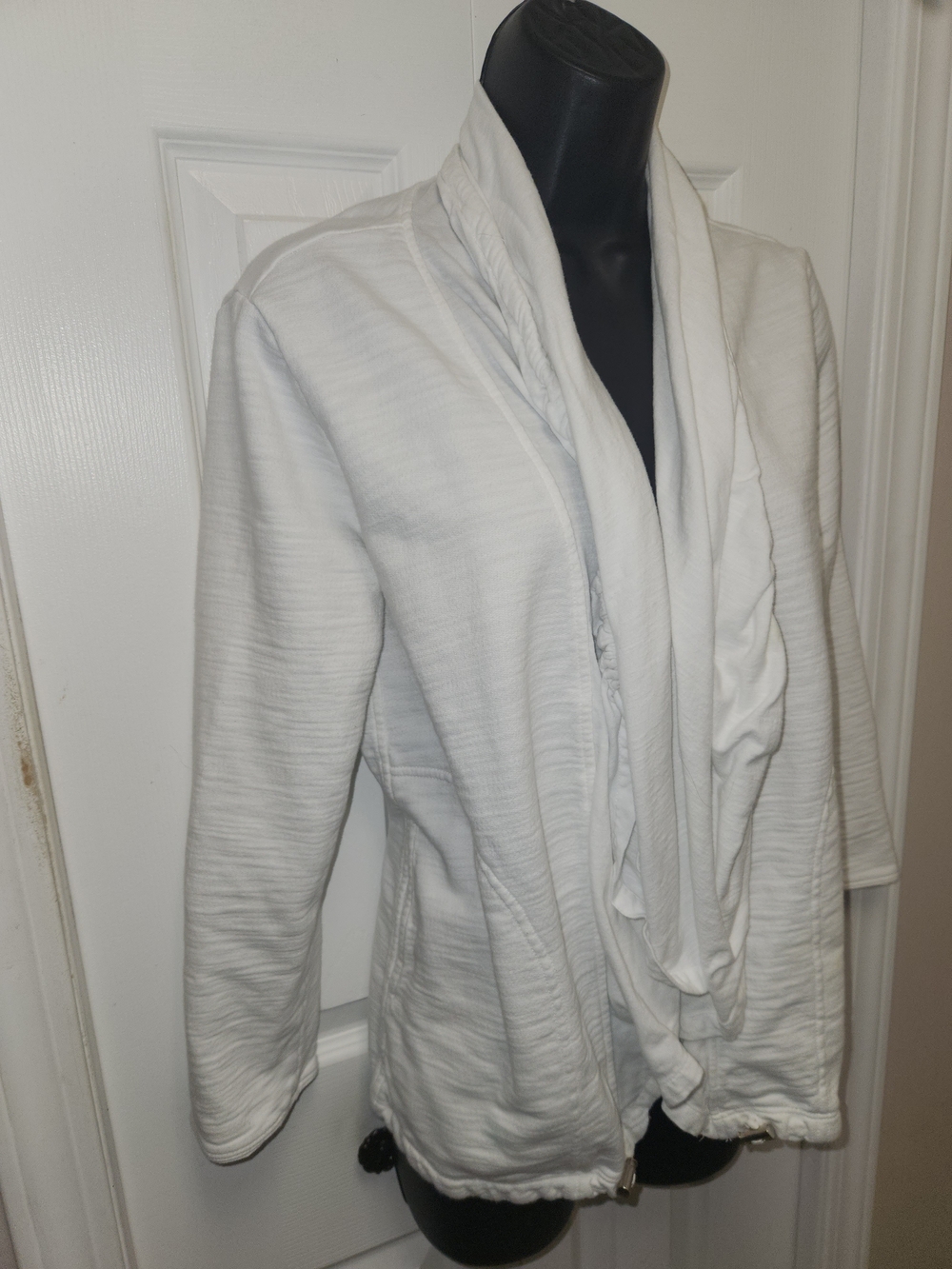 🍉Neon Buddha White Draped Open-Front Women's Jacket